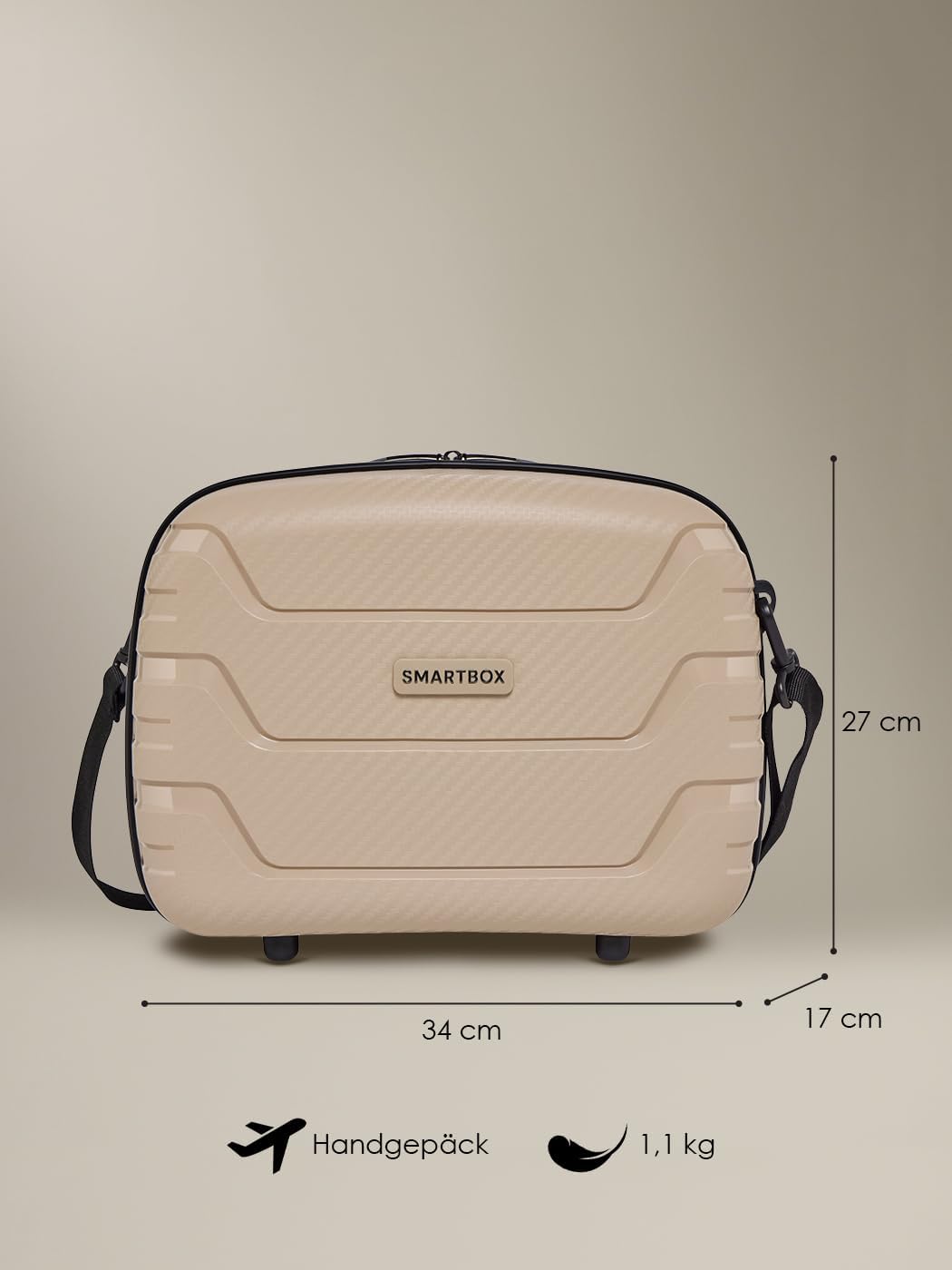 SMARTBOX Hartschalen Handgepäck Kosmetik-Koffer | Stabiles Beauty-Case mit Aufsteckfunktion | 34 x 1
