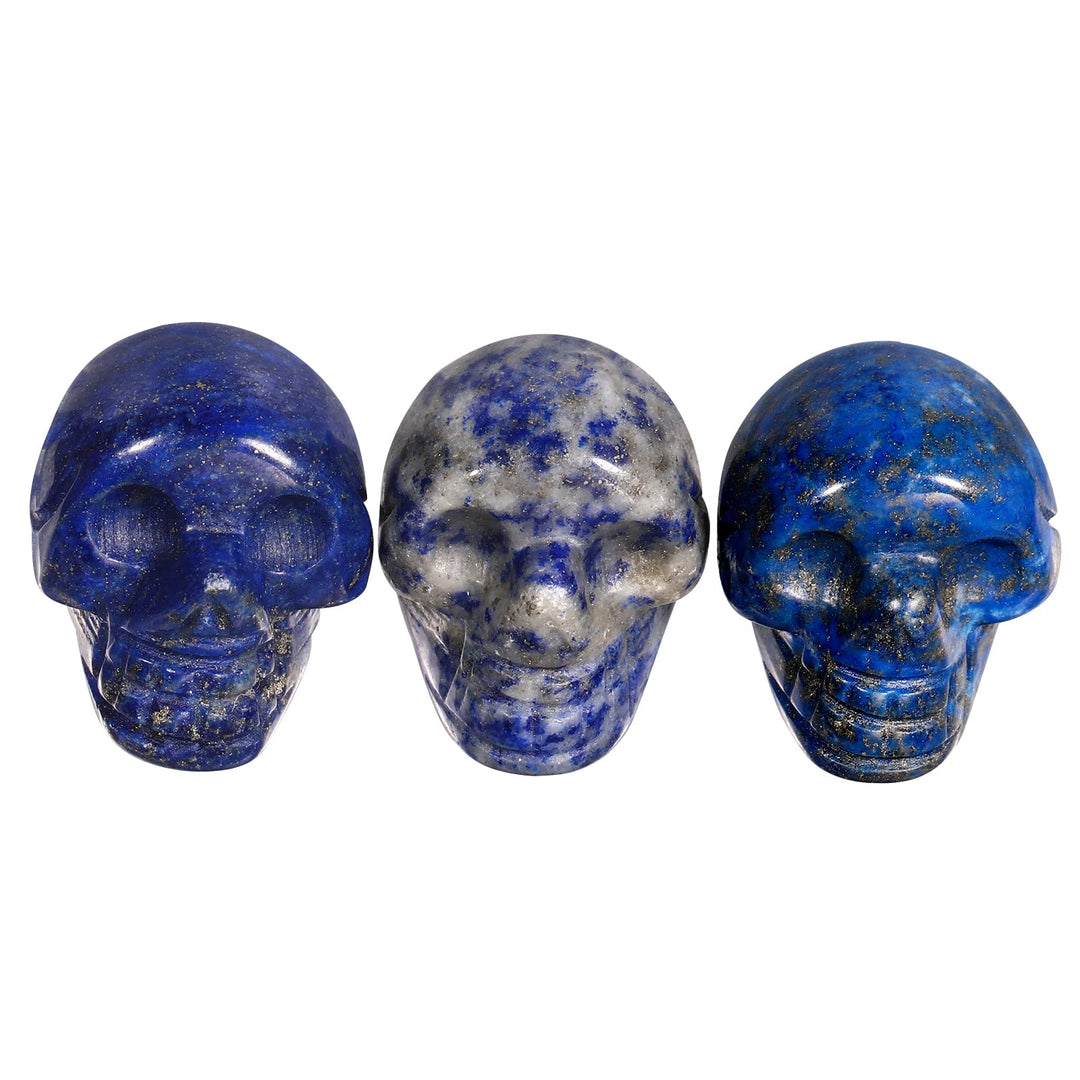 Lovionus89 Mini-Lapislazuli-Heilkristall, menschlicher Schädel, 2,5 cm, handgeschnitzte Figur, Dekor