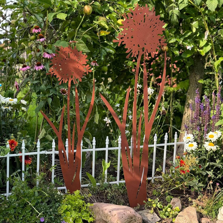 UNUS Gartenstecker Agapantus 2er Set Gartendeko Rostoptik, Roststecker Rost Deko für Garten Terrasse