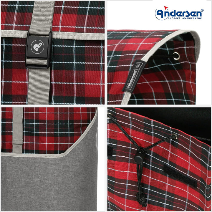 ANDERSEN Einkaufstrolley - Shopper Gese rot 46 L geräumig, hochwertig, Reflektor, Aluminium, Griff e