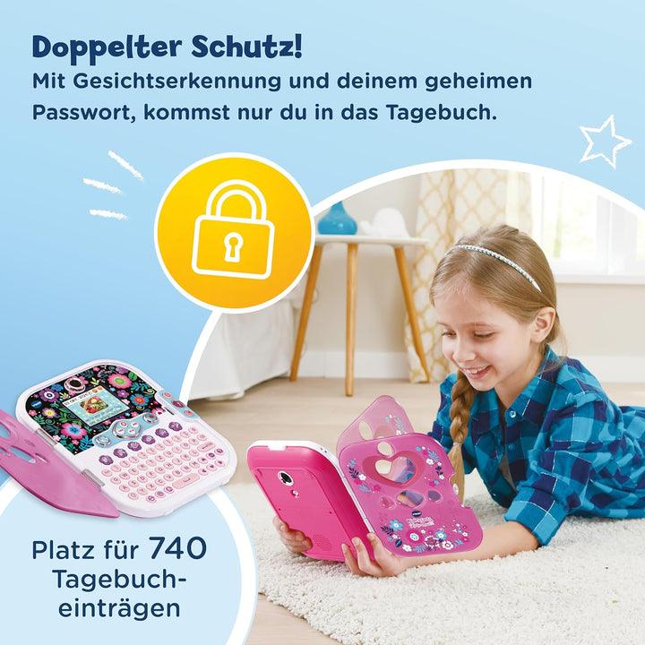 VTech Kidisecrets Selfie Music 2.0 – Kindertagebuch mit 2 Kameras, MP3-Player, Gesichtserkennung, Le