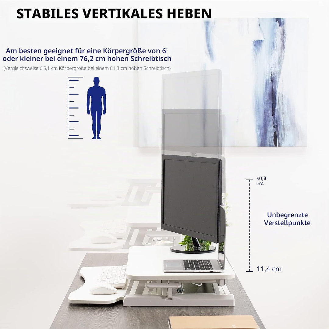 VIVO 32 Zoll Stehpult-Konverter, höhenverstellbarer Aufsatz, Sitz-Steh-Arbeitsplatz für Zwei Monitor