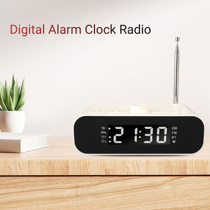 Digitaler Radiowecker, Dual Wecker, Lautsprecher, UKW Radio mit USB Ladeanschluss, 5.0 Verbindung, L