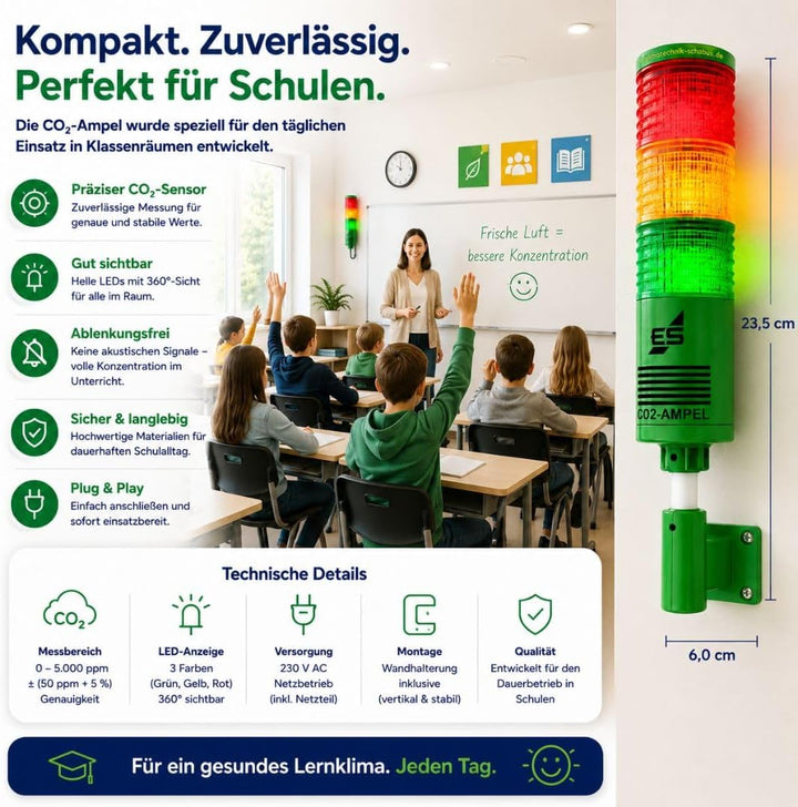 Schabus 400250 Luftguetesensor mit internem Sensor netzbetrieben detektiert Kohlendioxid, (Ø x H) 55