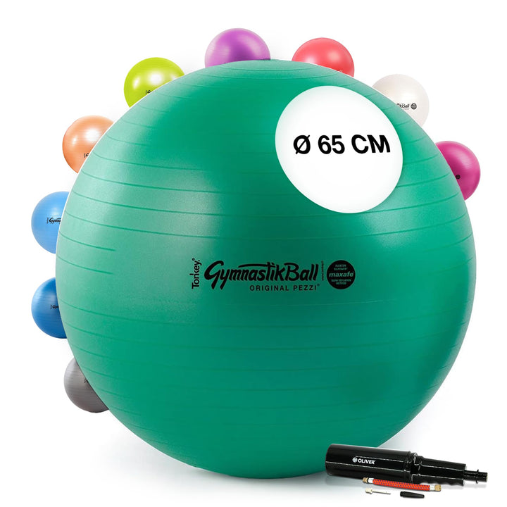 PEZZI Original Pezziball MAXAFE 65 cm m. Pumpe grün Gymnastikball