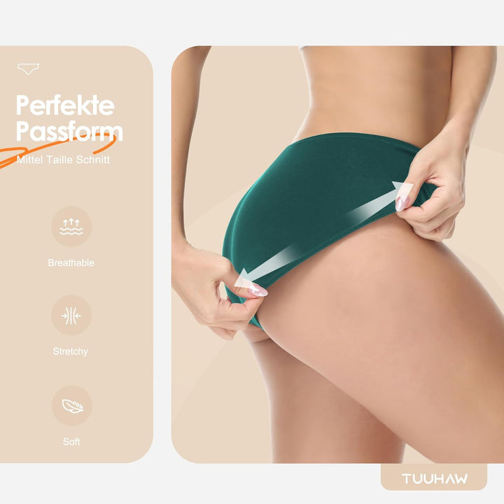 Unterhosen Damen Unterwäsche 6er Pack Baumwolle Slips Mittel Taille Panties M 6*mehrfarbig-5, M 6*me