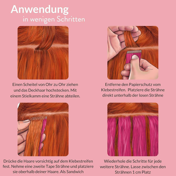 hair2heart Premium Mini Tape Extensions Echthaar - 12 Tapes 40cm 2/0 schwarz 40cm 12 Strähnen 