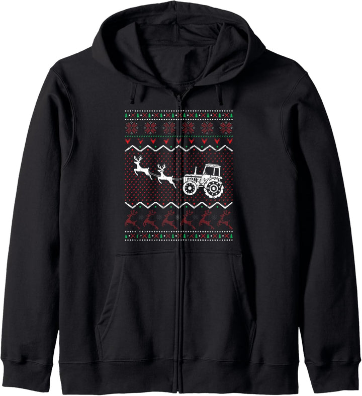 Weihnachten Landwirt Traktor Ugly Christmas Kapuzenjacke