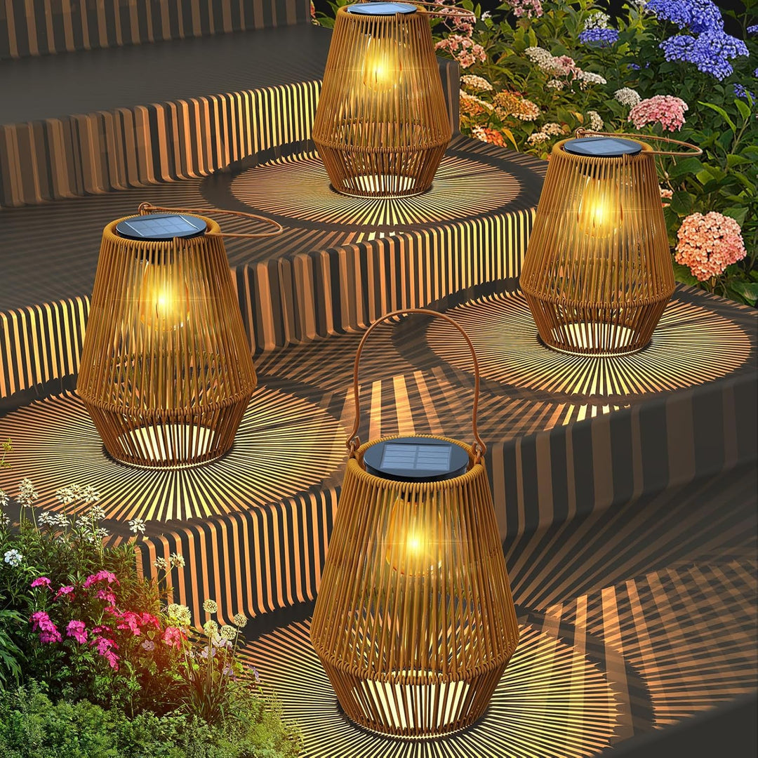 KagoLing Solar Laternen für Aussen, 4 Stücke Solarlampen für Draussen im Böhmischen Stil mit LED-Glü