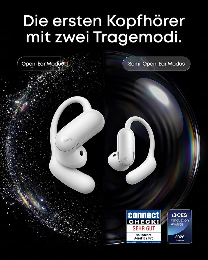 soundcore AeroFit 2 Pro by Anker, erste Kopfhörer mit 2 Tragemodi, 2-in-1 Open-Ear Kopfhörer &amp; Semi-