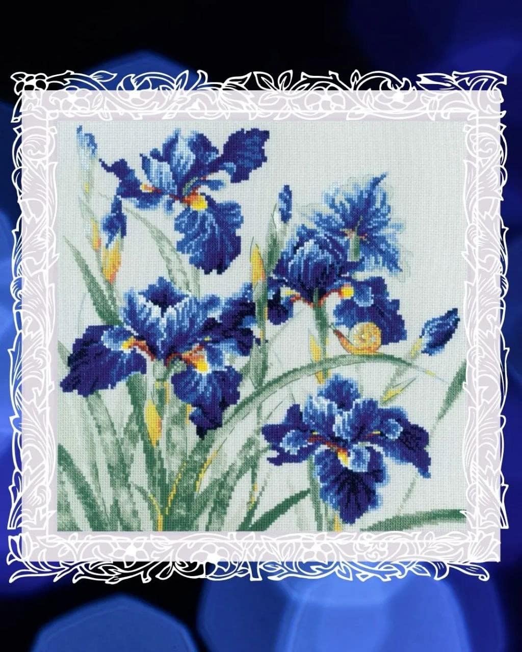 RIOLIS Counted Cross Stitch Kit 11.75"X11.75"-Blue Irises (14 Count)
