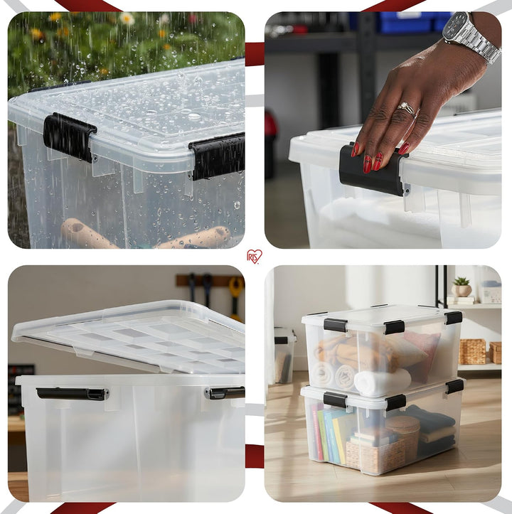 Iris Ohyama Luftdichte Kunststoff-Aufbewahrungsboxen mit Deckel, 50L, 3er-Set, Transparent, Hermetis