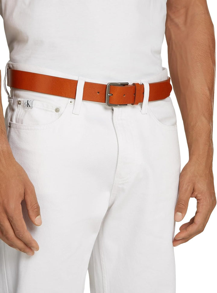 Calvin Klein Herren Gürtel Classic Flat aus Leder 105 Brown (Cognac), 105 Brown (Cognac)