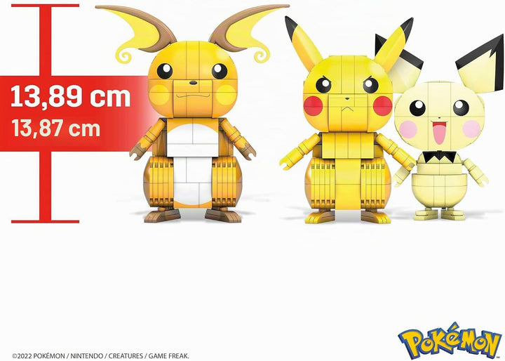 MEGA Pokémon Pikachu Evolution Trio - Bauset mit beweglichen Pichu-Entwicklungen, beeindruckende Fäh