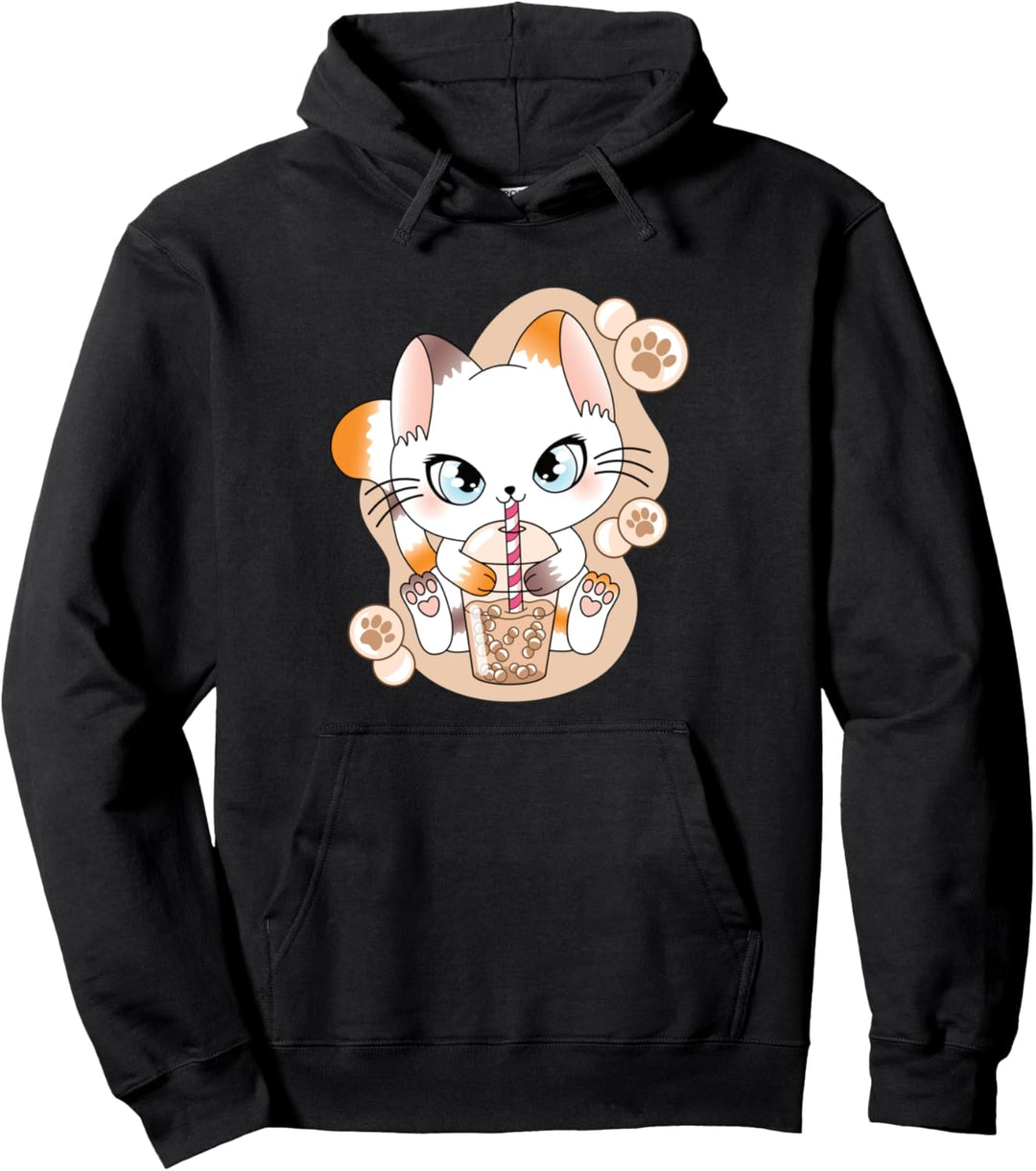 Japanische Anime Kawaii Bubble Tea Katze Boba Tea Otaku Pullover Hoodie