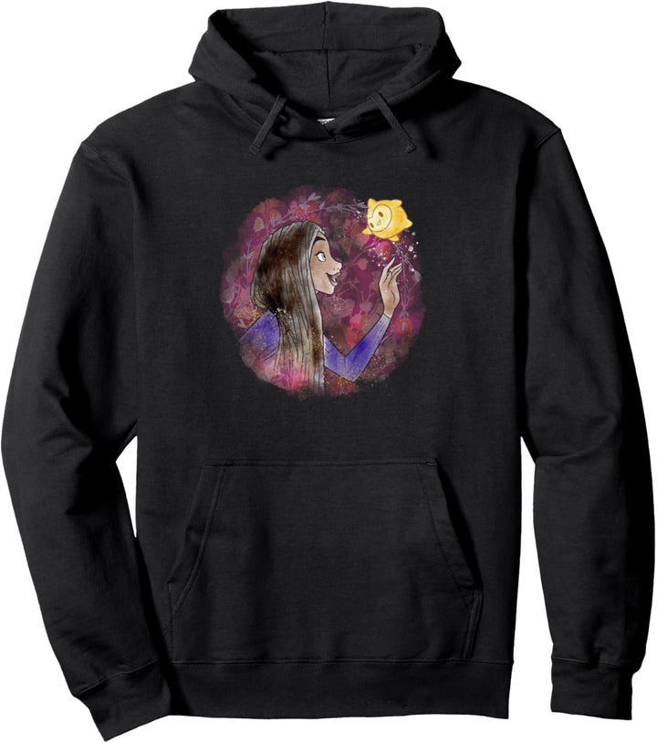 Disney Wish Asha &amp; Star Watercolor Vignette Portrait Pullover Hoodie