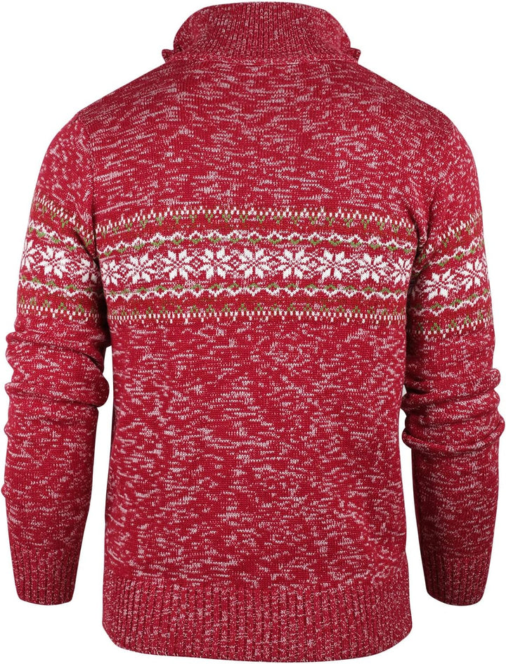 Superora Herren Strickpullover Crewneck Zipper Winterpullover Pullover M Rot, M Rot
