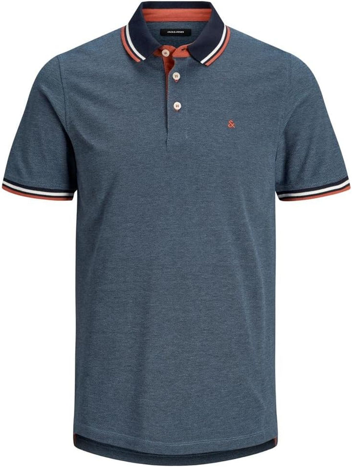 JACK &amp; JONES Herren Slim Fit Polo Shirt JJEPAULOS Uni Sommer Hemd Kragen Kurz Arm Basic Pique Cotton