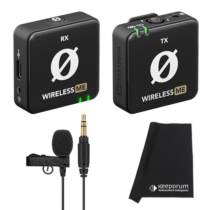 Rode Wireless ME Drahtlos Mikrofon-System + Lavalier GO Mikrofon + keepdrum Mikrofasertuch, WiME + L