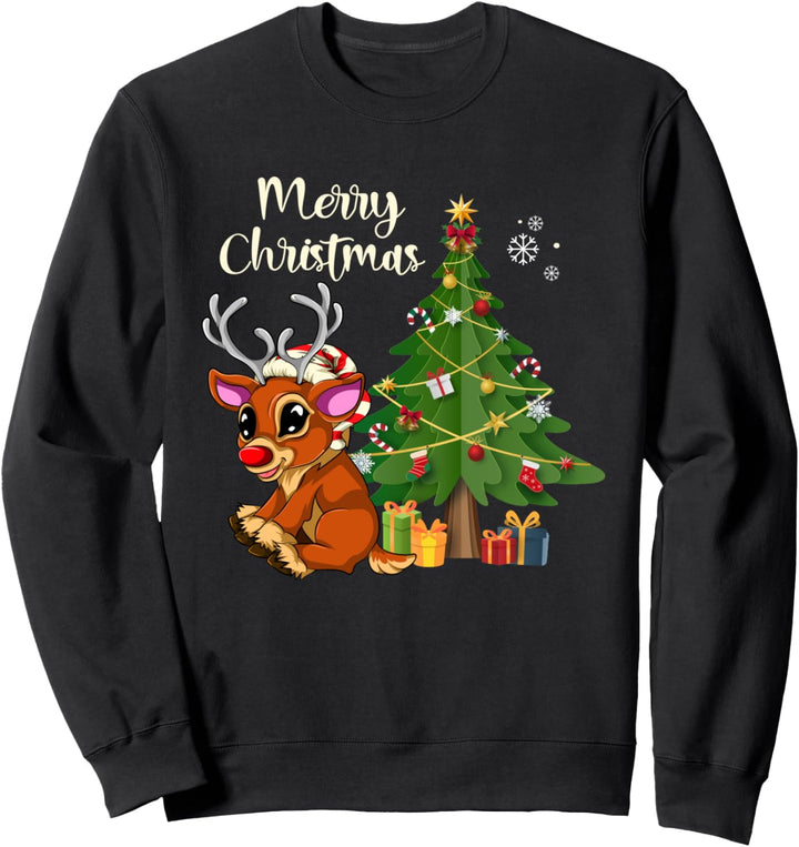 Kinder Weihnachtsbaum Tier Geschenk Niedliches Rentier Sweatshirt