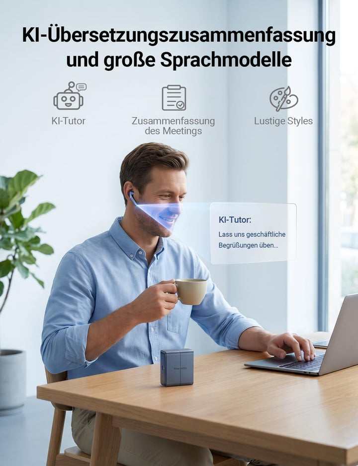 Timekettle W4 Al Übersetzer Kopfhörer, Bidirektionale Simultanübersetzung, Übersetzungsgerät, Knoche