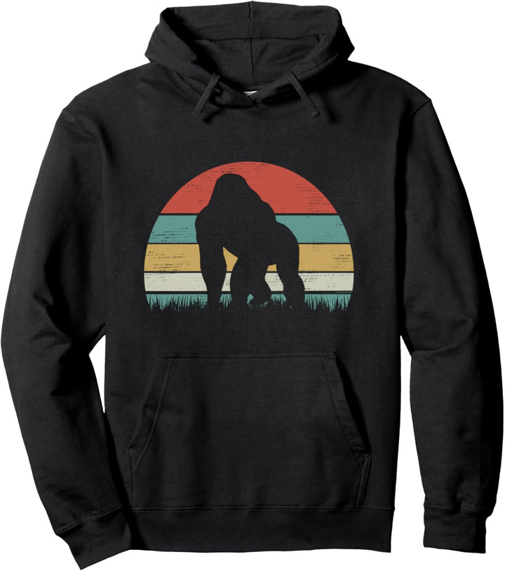 Silberrücken Gorilla Silhouette Distressed Vintage Grafik Pullover Hoodie
