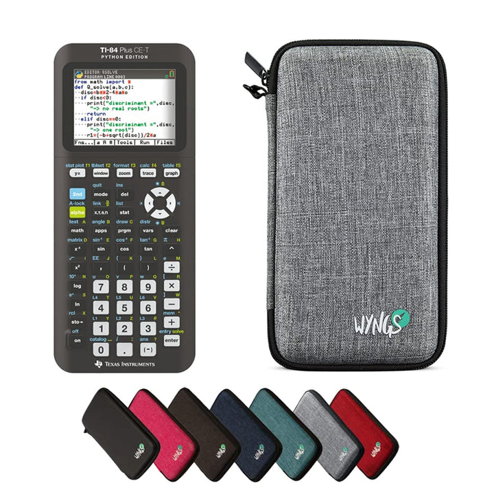 CALCUSO Sparpaket: TI 84 Plus CE-T Python Edition Grafikrechner + WYNGS Schutztasche hellgrau + Erwe