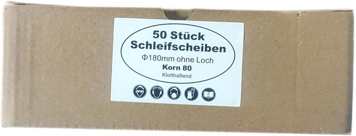 50 Schleifscheiben ohne Loch kletthaftend Ø180 mm P 80