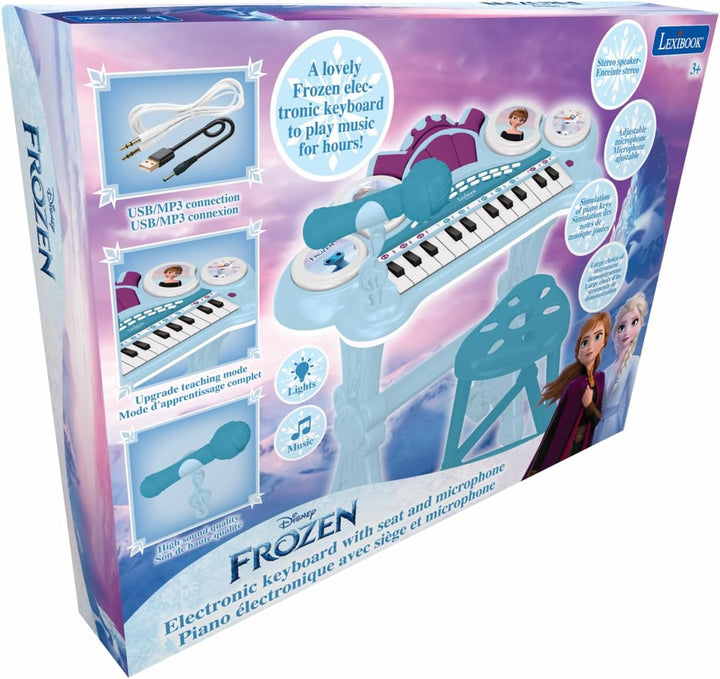 Lexibook, Die Eiskönigin, Elektronisches Keyboard mit Sitz, Mikrofon, MP3-Player, Soundeffekten, Dem
