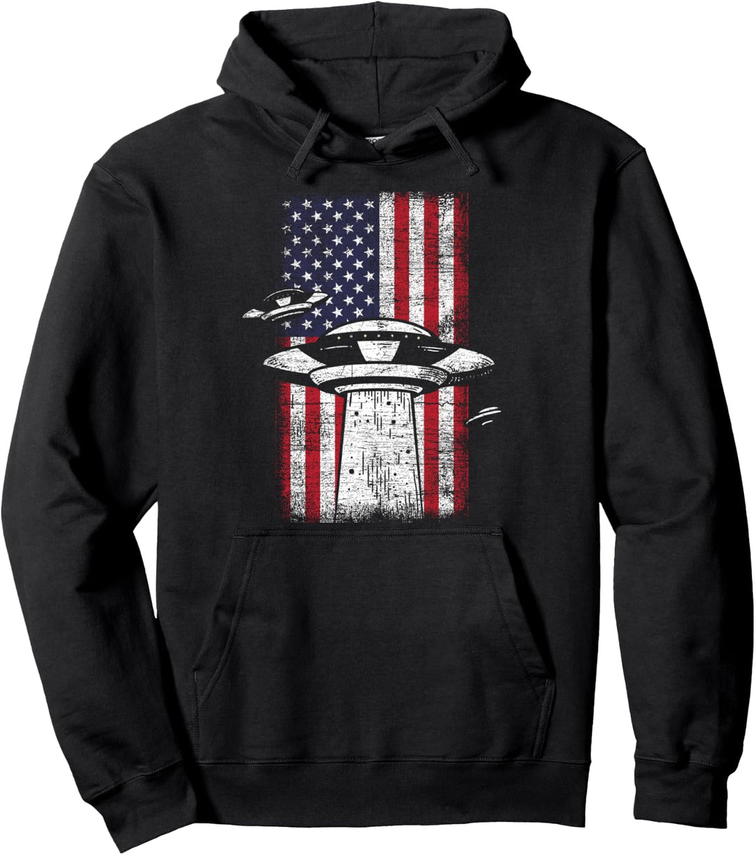 USA Flagge UFO Alien Pullover Hoodie