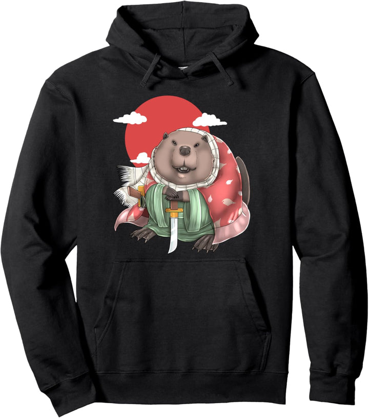 Beaver Japanese Art Harajuku Retro Aesthetic Kawaii Cute Pullover Hoodie