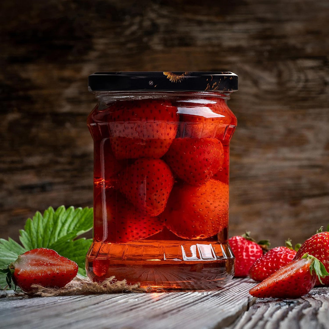 KADAX 24er Set Einmachgläser 500ml TO82 Himbeeren, Sturzgläser Mason Jar mit Schraubdeckel, Luftdich