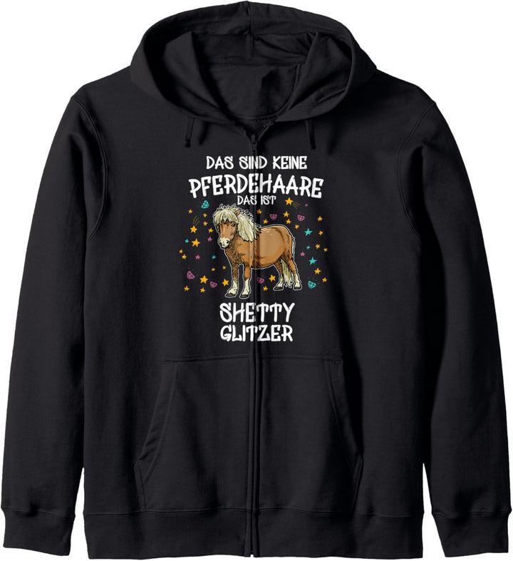 Shetty Glitzer Pferd Reiten Geschenk Shetlandpony Pony Kapuzenjacke