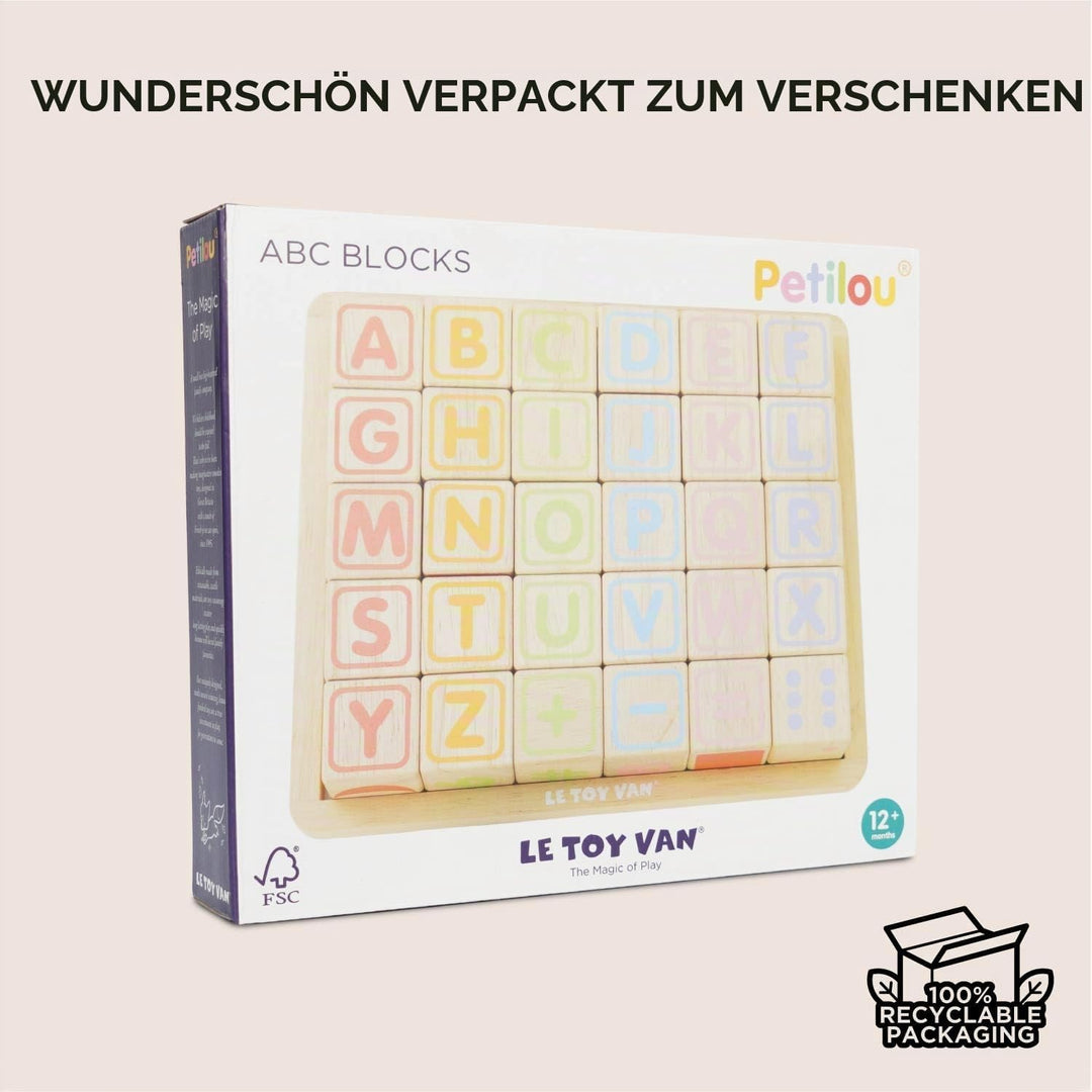 Le Toy Van – Pädagogisches Petilou ABC Alphabet Holzbauklötze für Kleinkinder und Babys | Für Mädche