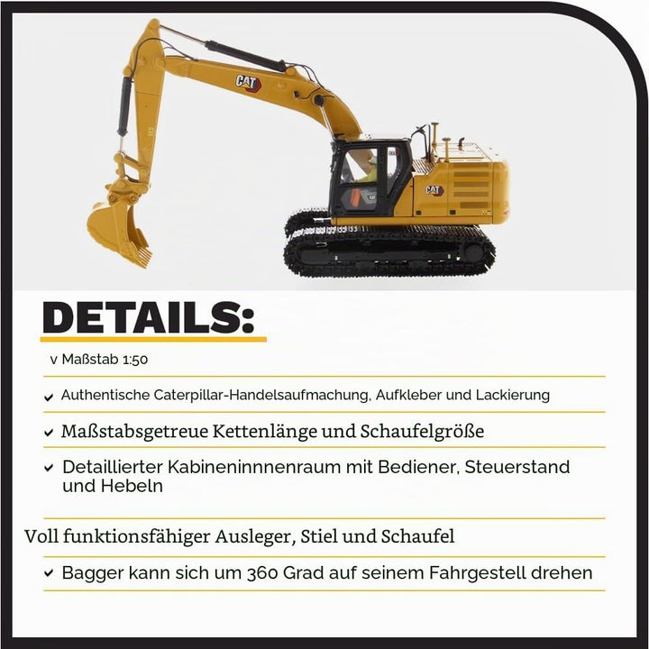 Diecast Masters 85571 - Caterpillar Bagger 323, Massstab 1:50, ca. 18,3 x 6,3 x 8 cm, ab 14 Jahren