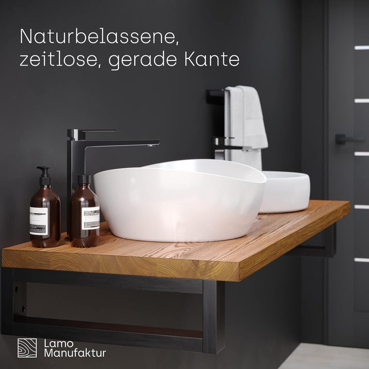 LAMO Manufaktur Waschtischplatte, Holzplatte Waschtisch, 60x50 cm (AxB), Roh, ohne Montageset, LWPG-