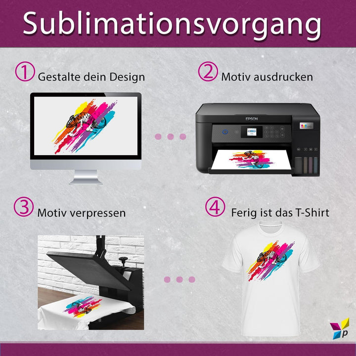 Sublimationstinte mit universal Adapter passend für alle EcoTank Drucker | Ersetzt Epson Nr. 101, 10