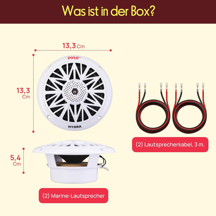 Pyle Marine Lautsprecher (150 Watt, 13,33 cm (5,25 Zoll), 2-Wege) weiss