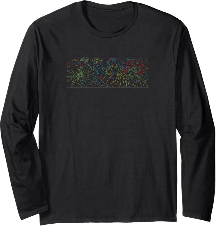 Disney Princess Neon Line Art Group Shot Langarmshirt