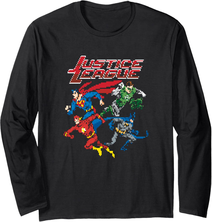 Justice League Pixel League Superheroes Langarmshirt