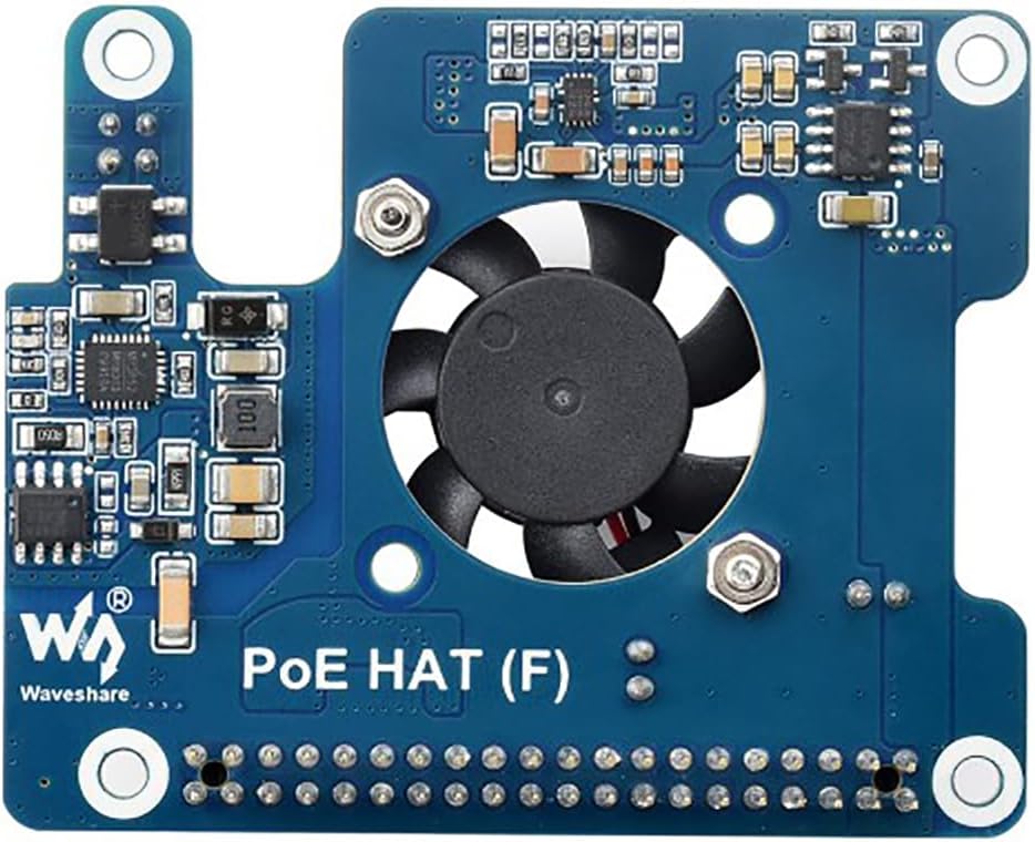 PoE HAT (F) for Raspberry Pi 5 / CM5, 802.3af/at Compliant, High Power Output, Active Cooling Fan, M