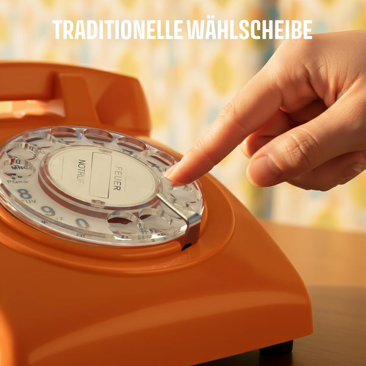 Opis Technology 60s Cable Retro Telefon mit Wählscheibe – Klassisches Festnetztelefon, mechanische M