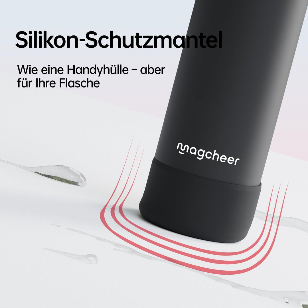 Magcheer Trinkflasche mit Handyhalterung 1L Magnetische Wasserflasche 360° Verstellbar Flasche Magne
