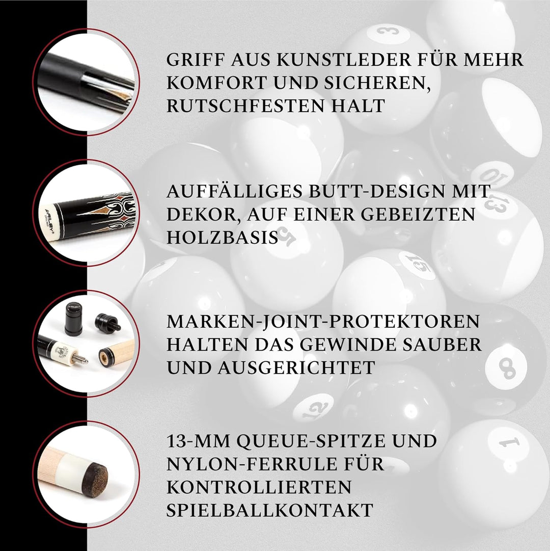 Riley Centurion American Billardqueue mit Kunstledergriff, 147 cm, 13 mm Spitze (P4C) P5C - nur Queu