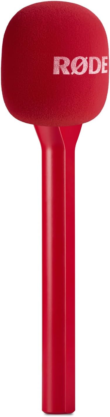 Rode Interview GO Handadapter für Wireless Sendemodule Rot mit keepdrum Fell-Windschutz, Rot