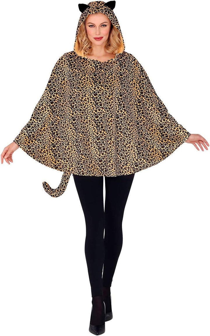 Widmann - Kostüm Leopard, Poncho mit Kapuze, Karneval, Mottoparty