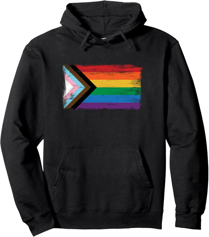 LGBTQ Progress Pride Flagge – Vintage Paint Style Pullover Hoodie