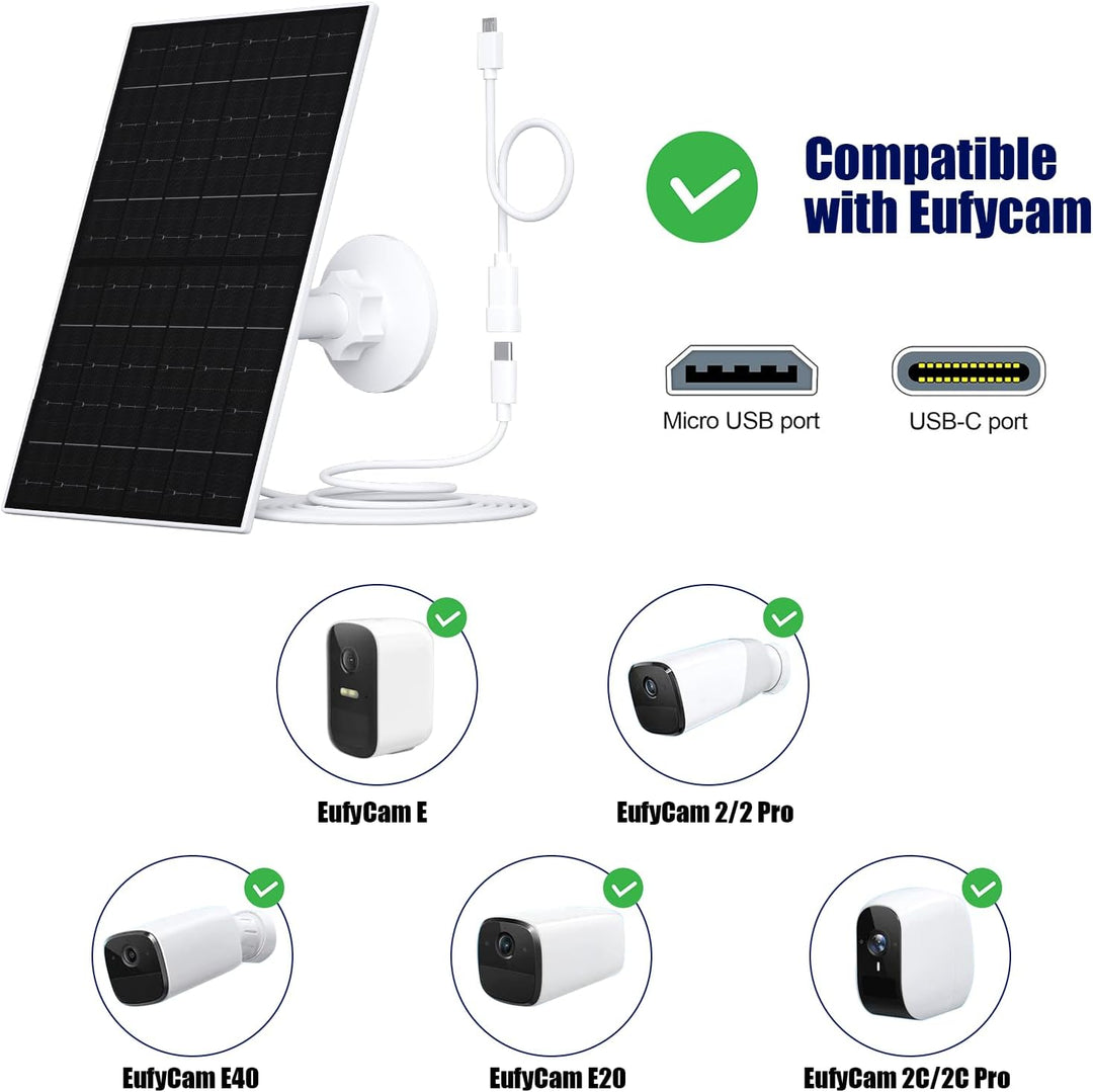 7W Solarpanel für Eufy Kamera - Solarlade-Modul kompatibel mit EufyCam 2C/2C Pro/2/2 Pro/E/E20/E40/L