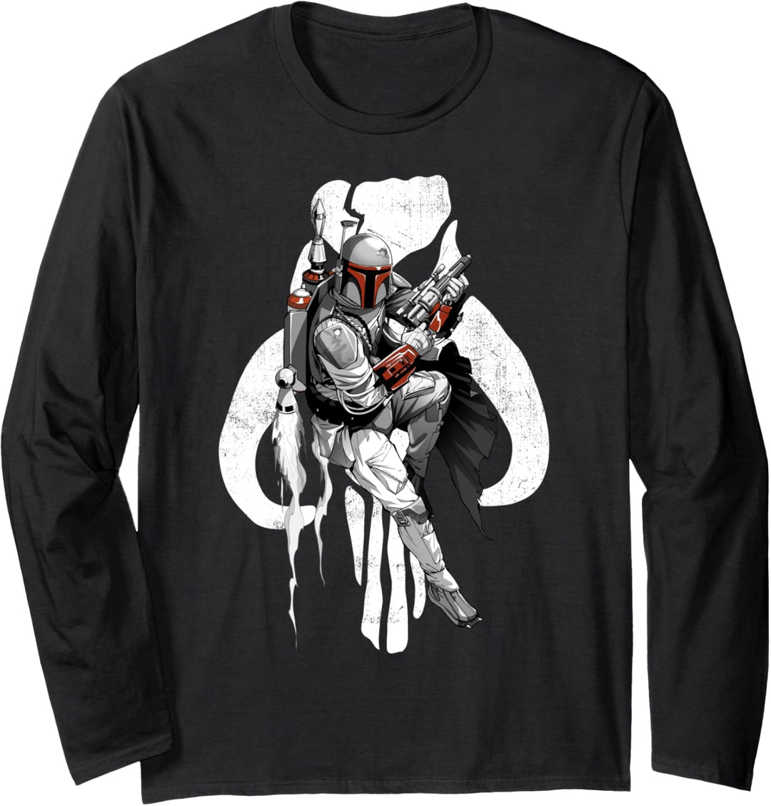 Star Wars Boba Fett Mythosaur Portrait Overlay Langarmshirt