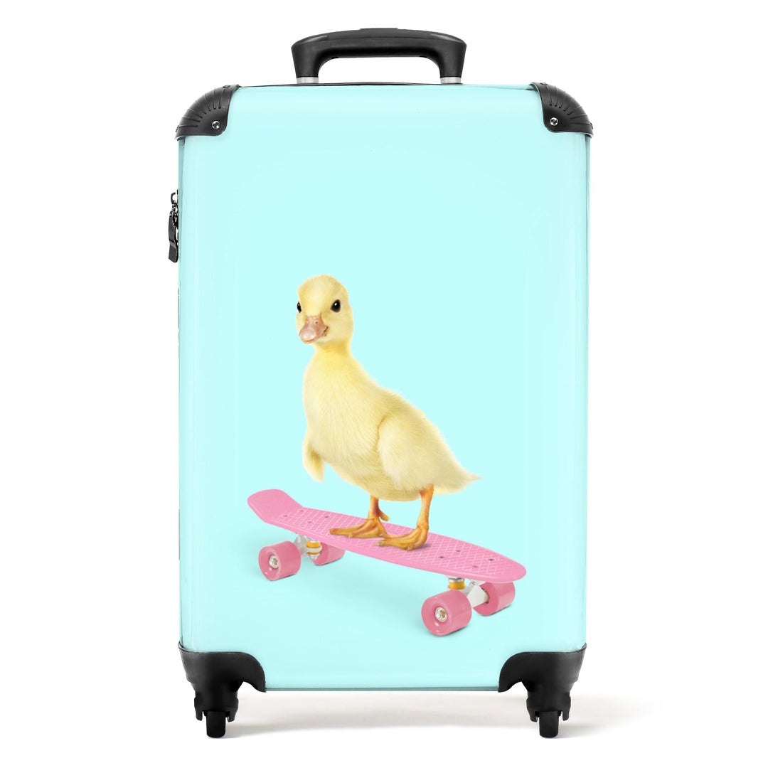 NoBoringSuitcases.com® Koffer Handgepäck Trolley Rollkoffer Kleine Reisekoffer mit 4 Rollen - Ente -
